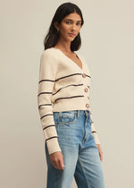 Stefi Stripe Cardigan - Sea Salt