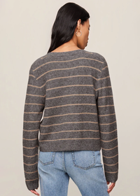 Medina Striped Cardigan - Charcoal Heather