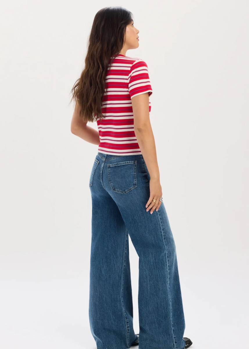Zuma Crew Neck Tee - Scarlet Stripe