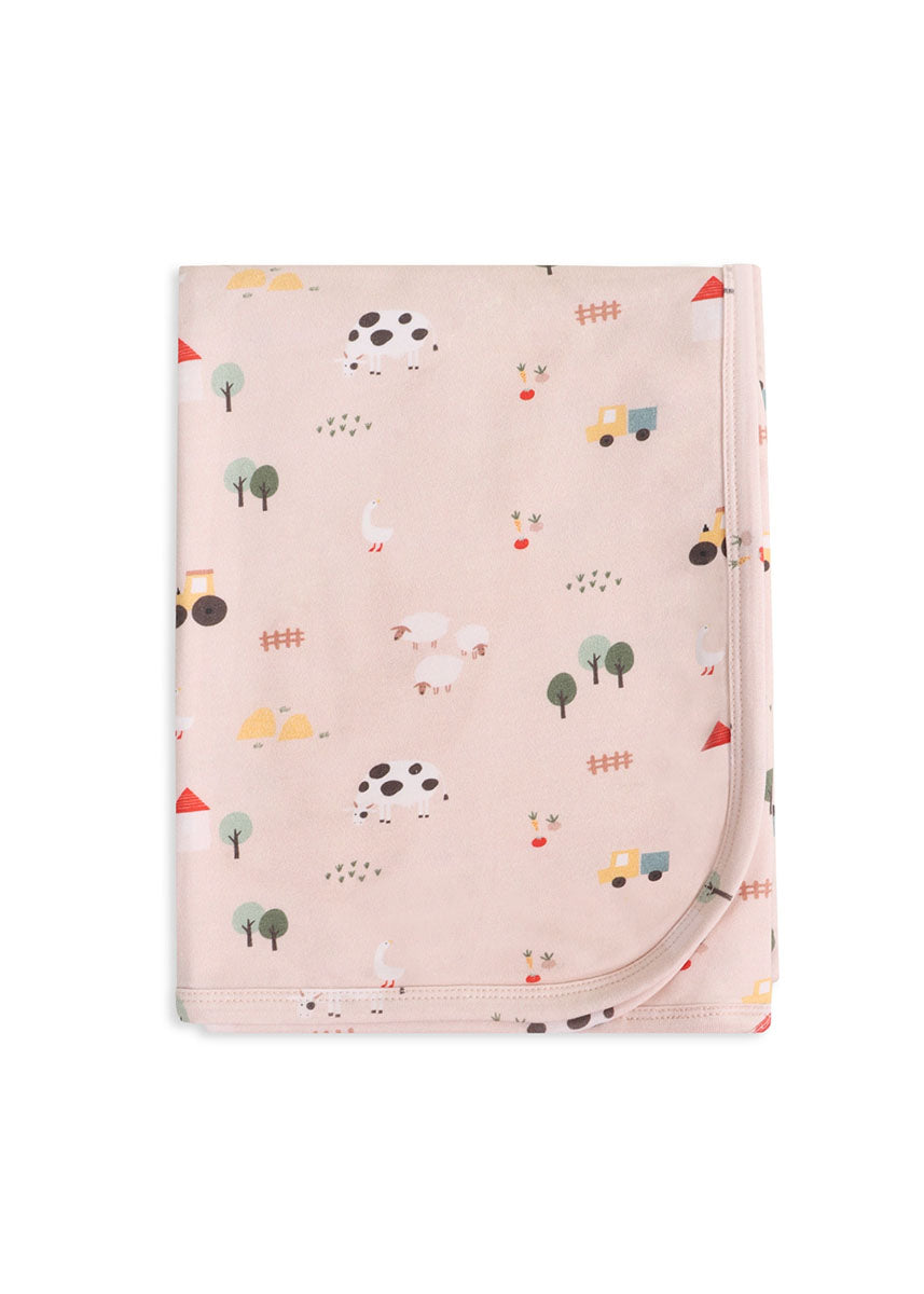 Farm Reversible Baby Blanket - Tan