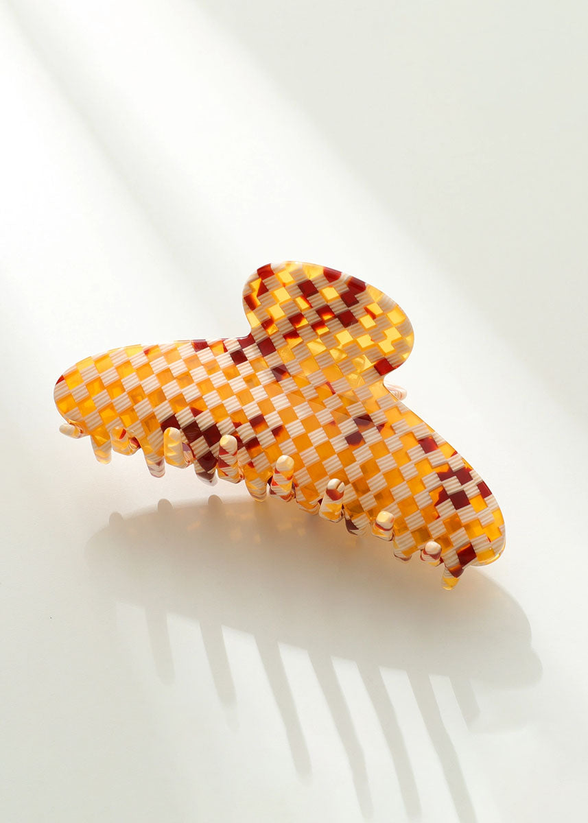 Golden Checkerboard Large Claw Clip