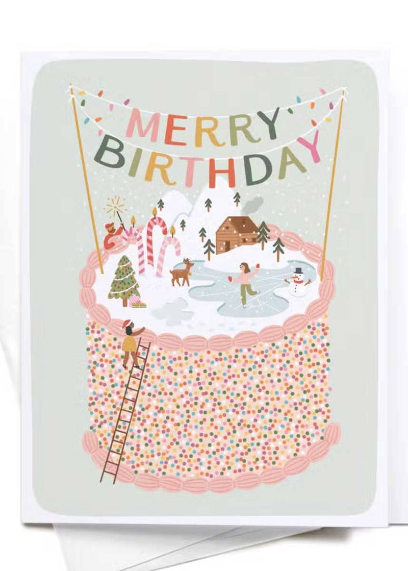 Merry Birthday Cake Card