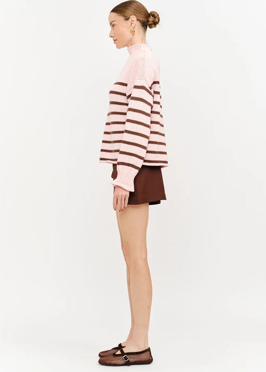 Skylar Striped Sweater - Dusty Rose