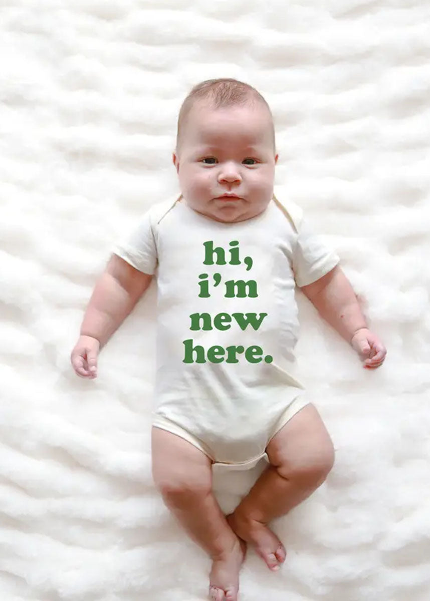 Hi I'm New Here Onesie - Green