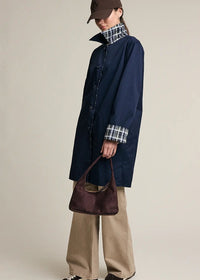Waldorf Reversible Plaid Trench Jacket - Navy