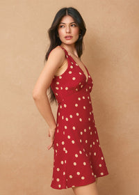Vicki V-Neck Mini Dress - Red/Ivory