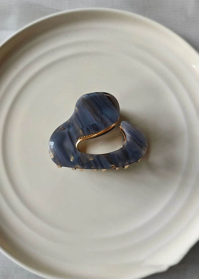 French Marbled Hair Claw Clip - Blue