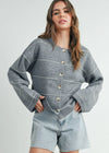 Adaline Striped Cardigan - Grey Multi
