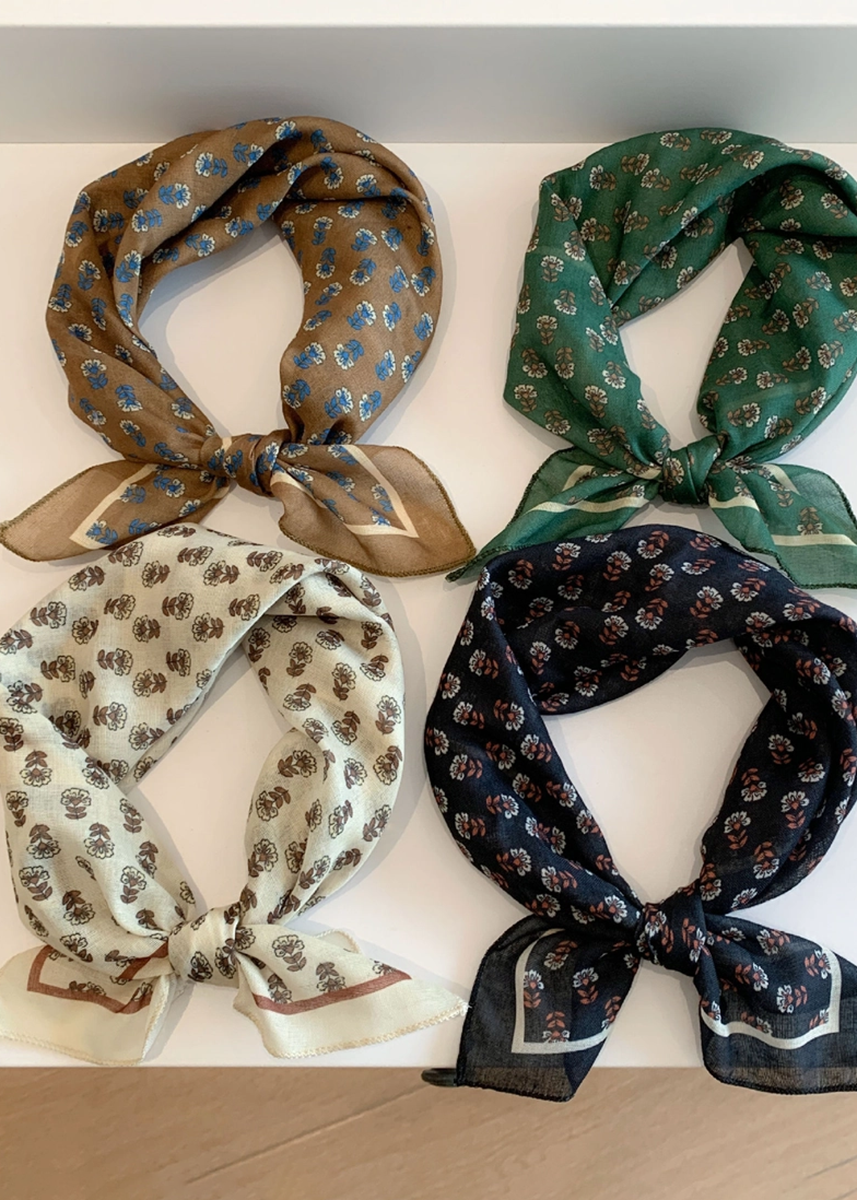 Floral Square Scarf - White