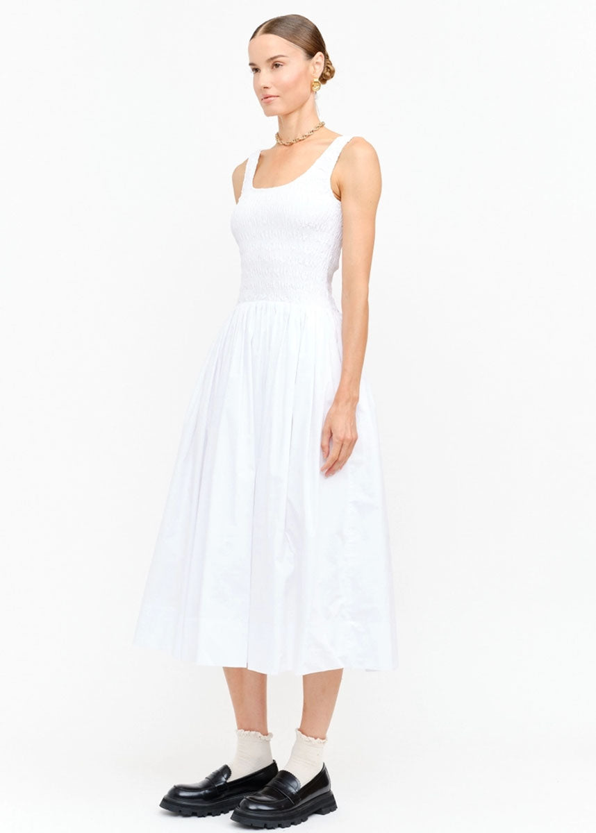 Jayleen Smocked Midi Dress - Off White