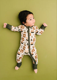 Bamboo Fold-Over Zipper Footie - Winter Bears