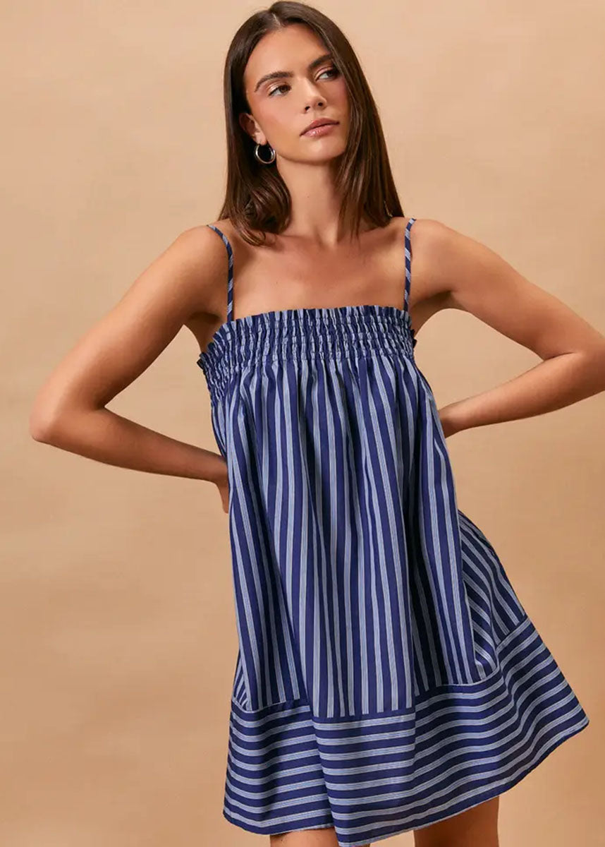 Georgie Mini Dress - Navy Stripe