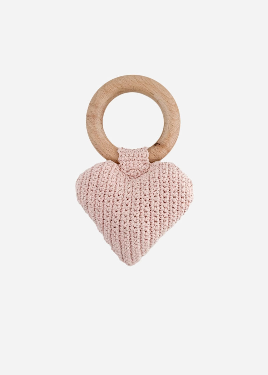 Crochet Heart Rattle Teether