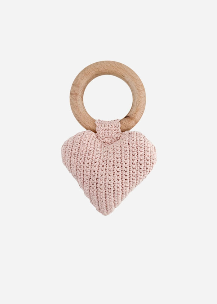 Crochet Heart Rattle Teether