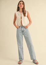 Indie Knit Tie-Front Vest - Cream