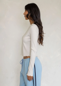Pen Ribbed Long Sleeve - Ivory