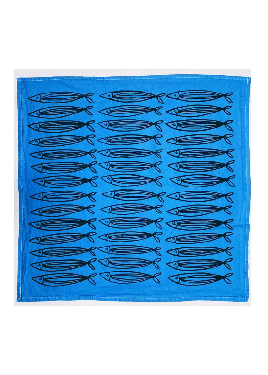 Blue Sardines Tea Towel