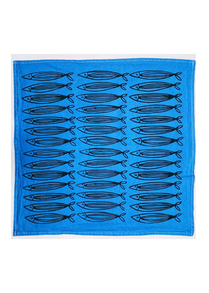 Blue Sardines Tea Towel