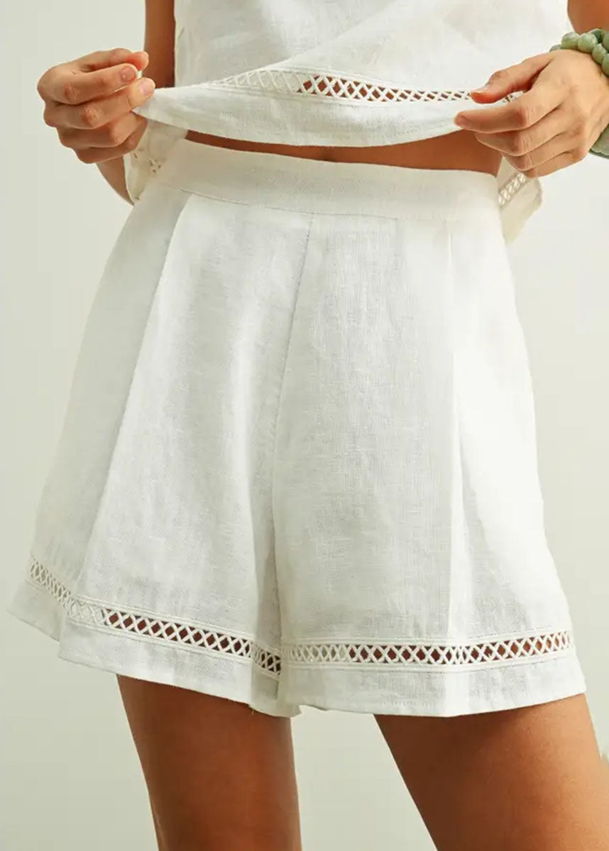 Veila Linen Stitch Shorts - White