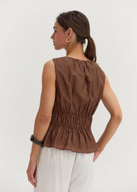 Avril Ruched Tank - Brown