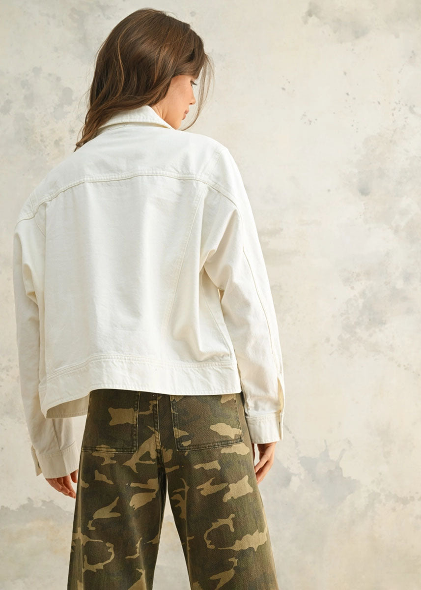Brody Washed Cotton Jacket - White