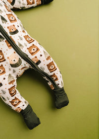 Bamboo Fold-Over Zipper Footie - Winter Bears