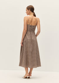 Adira Midi Dress - Brown Gingham