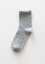 Ruffle Edge Polka Dot Socks - Gray