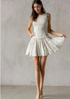 Lady Floral Bubble Mini Dress - Ivory & Black