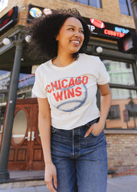Chicago Wins Baseball Vintage Crop T-Shirt
