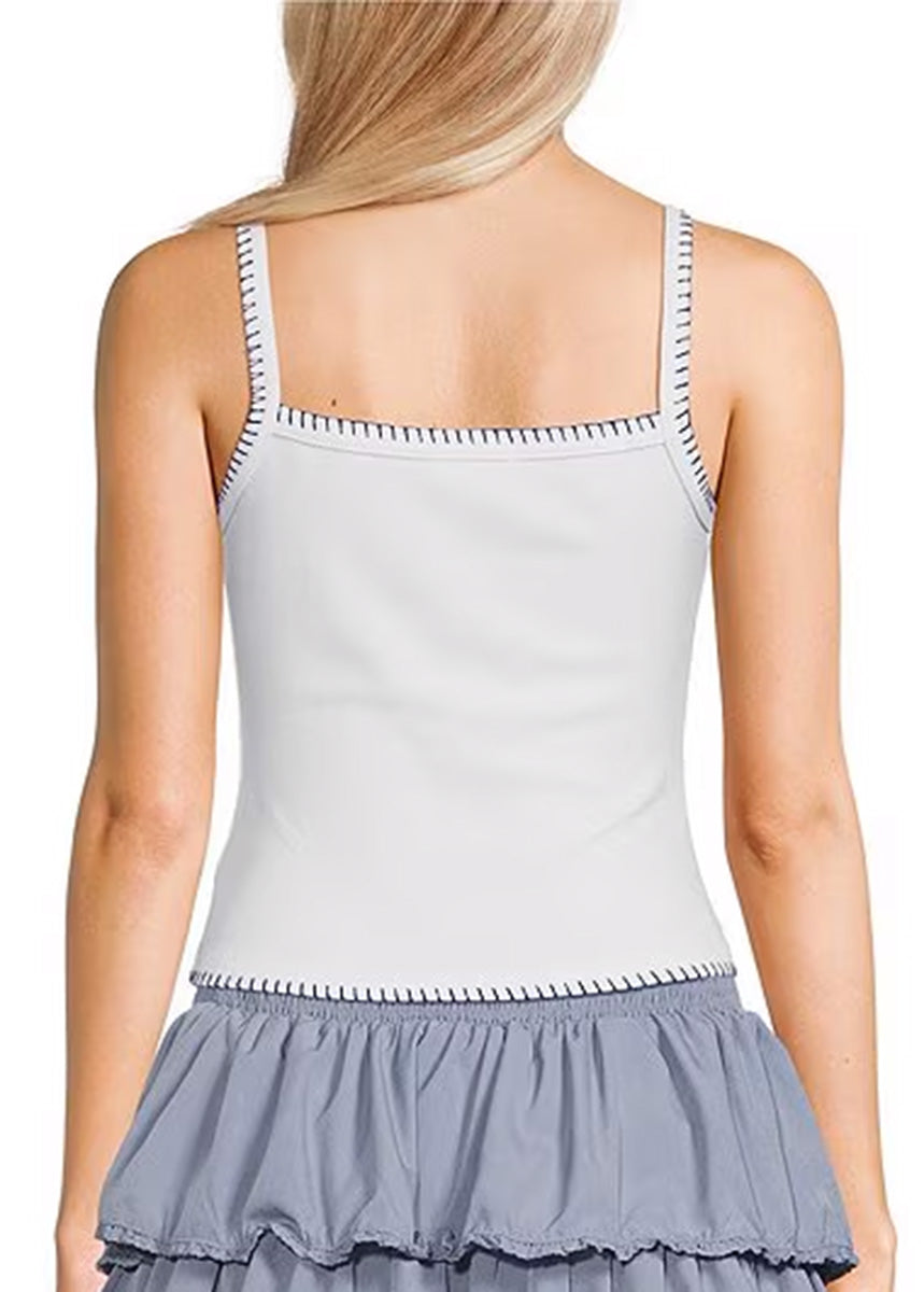 Amelia Flag Whipstitch Tank - White