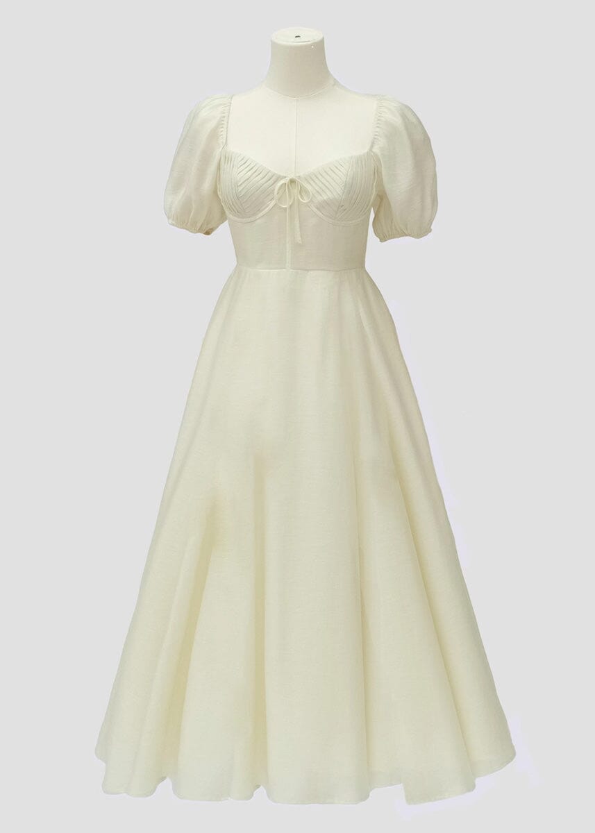Hunter Puff Sleeve Midi Dress - Cream