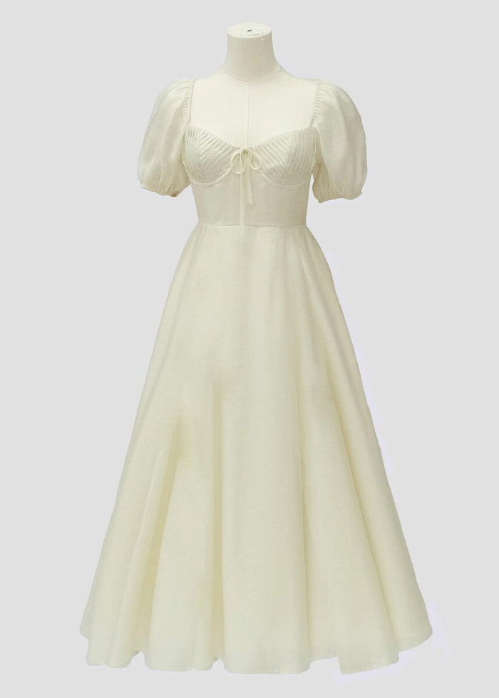Hunter Puff Sleeve Midi Dress - Cream
