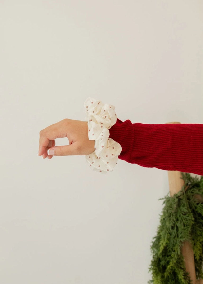Jumbo Spotted Scrunchie - Red