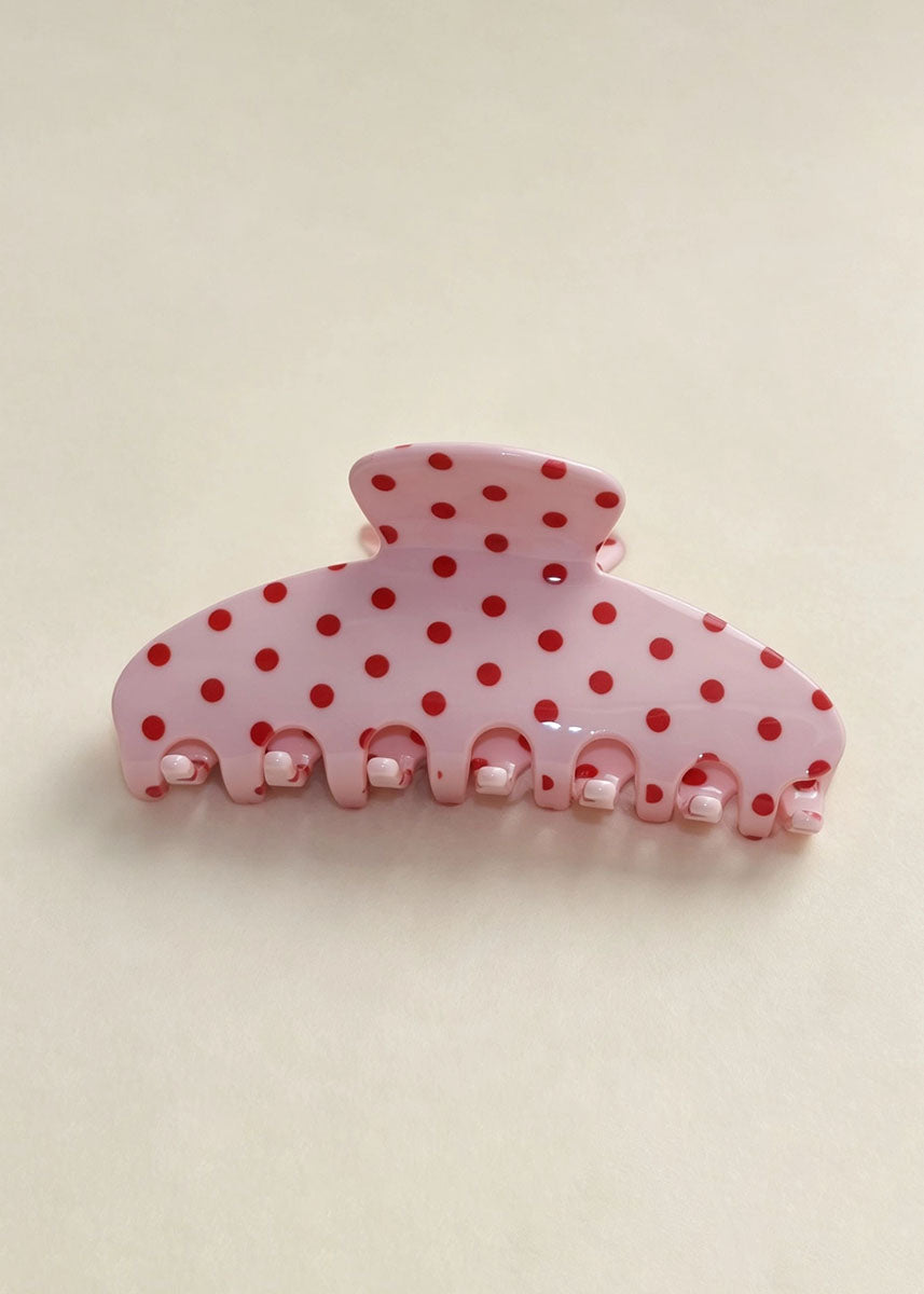 Sweet Polka Dot Hair Claw - Pink