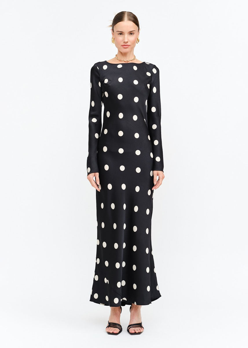 Georgie Polka Dot Dress - Black