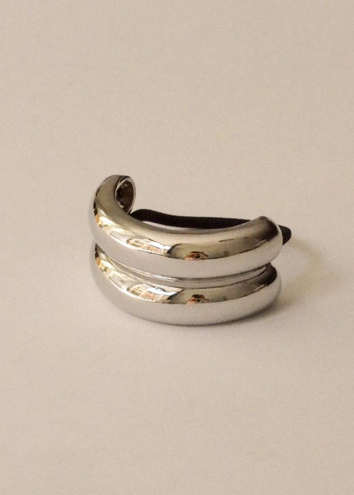 Wide Double Arch Metal Hair Tie - Silver