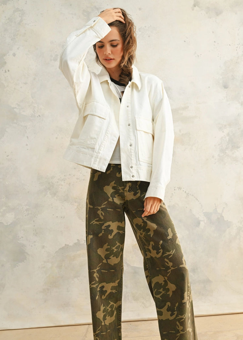 Brody Washed Cotton Jacket - White