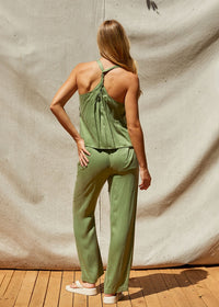 Amelia Pull On Cupro Pants - Matcha