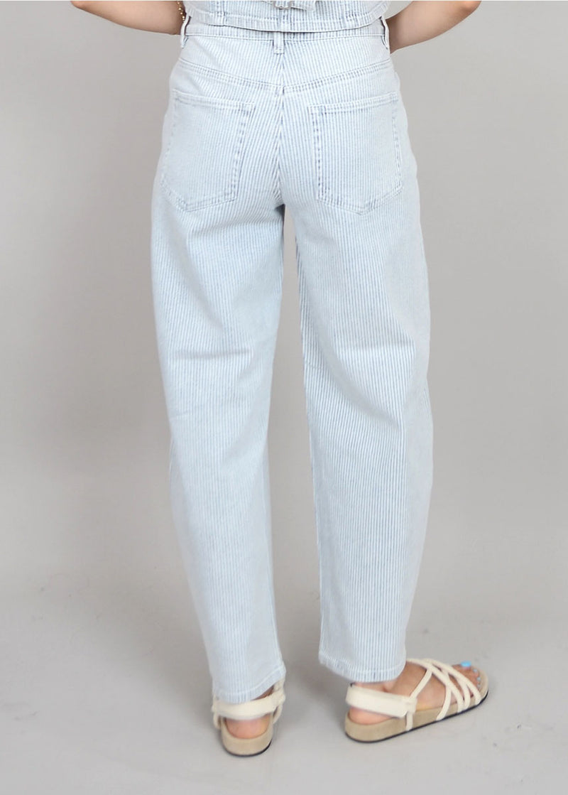 Sammi Stripe Barrel Jeans - Blue