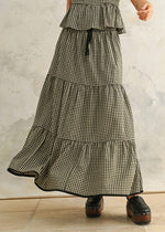 Helen Gingham Tiered Skirt - Black
