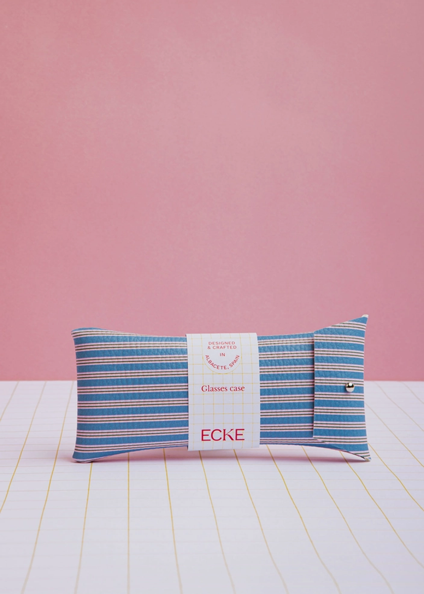 Blue And Pink Stripes Glasses Case