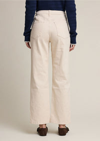 Studded Straight-Leg Denim Pants - Cream