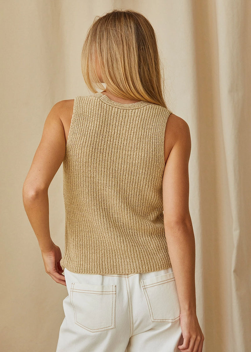 Janie Beachy Sweater Vest - Beige