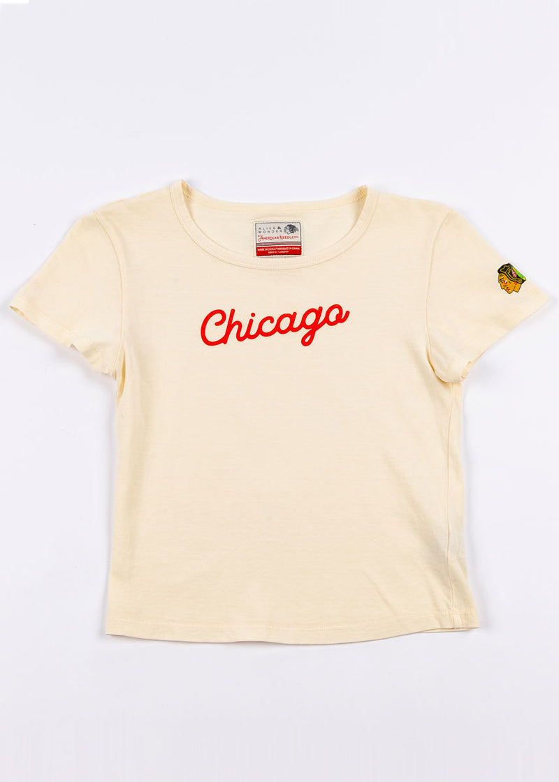 Blackhawks Script Baby Tee - Cream