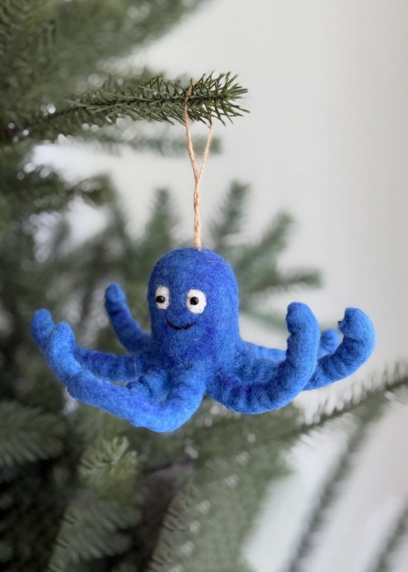 Blue Octopus Felt Ornament