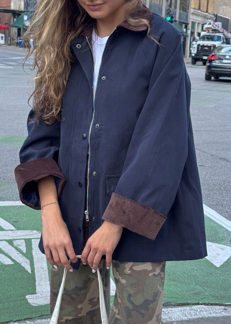 Bess Corduroy Barn Jacket - Navy