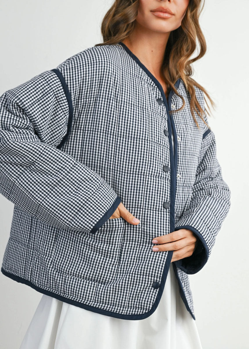 Astrid Quilted Puff Jacket - Navy Multi