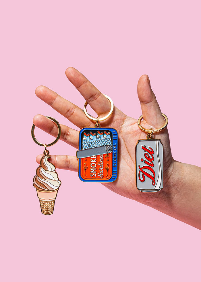 Soft Serve Ice Cream Cone Enamel Keychain