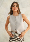 Gemini Metal Button Knit Vest - Misty Grey